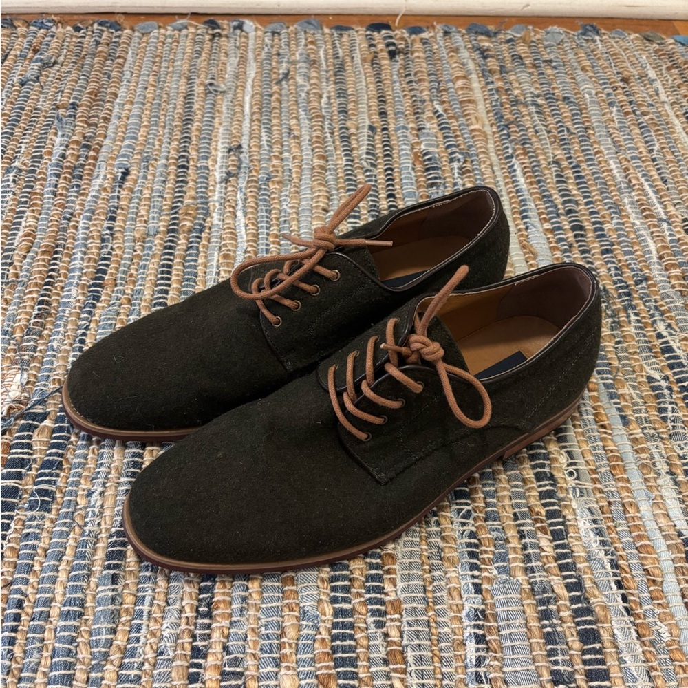 Men's dark green wool Oxford Shoes GEORGIO BRUTINI sz 9
